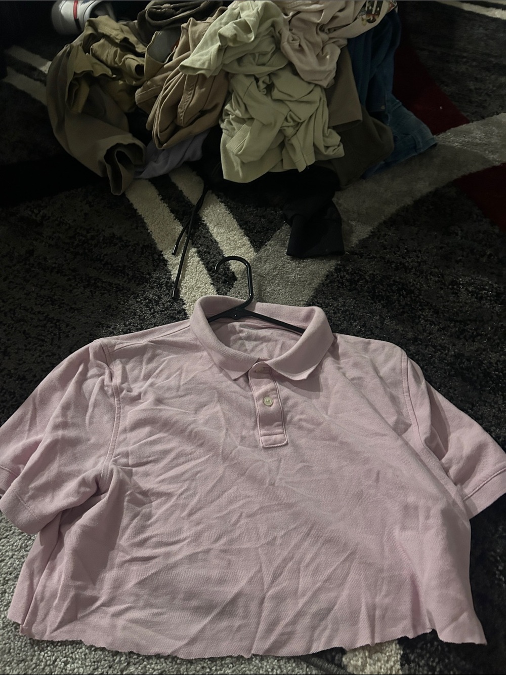 Polo Crop Top Shirt - Light Pink
